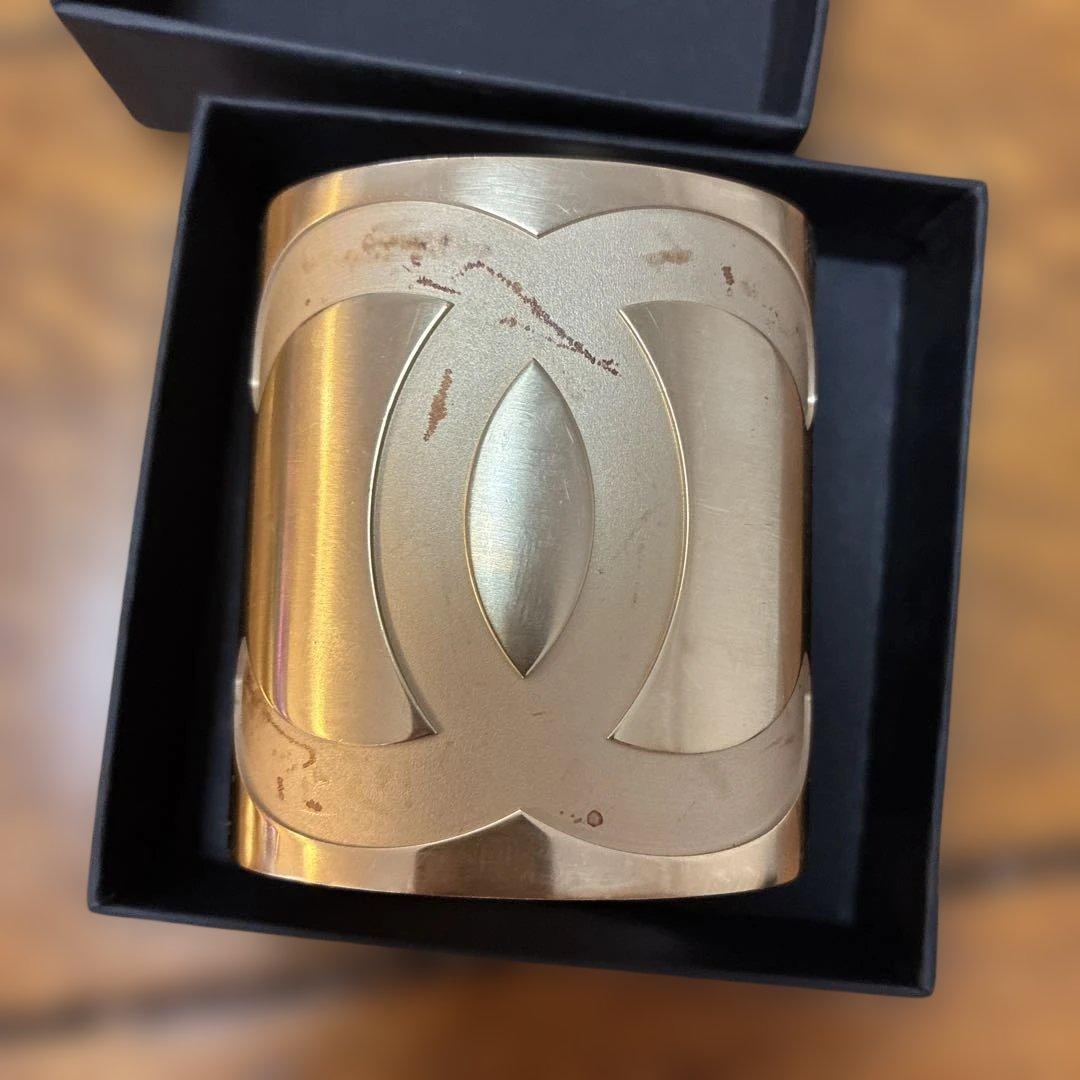 CHANEL シャネル　ココマーク ゴールド ワイドバングル 希少　ミラー付き