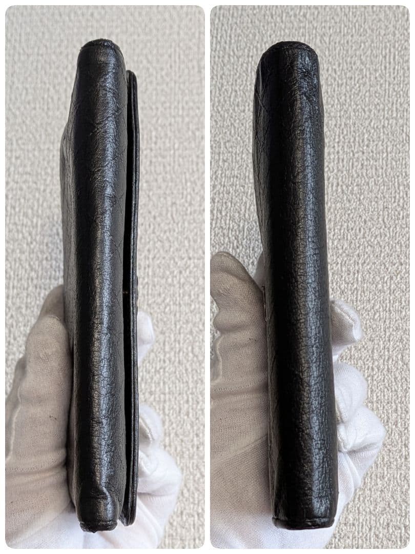 シャネル　黒　ビコローレ　バイカラー　折り財布　ミニ財布　ショルダー　ラムスキン