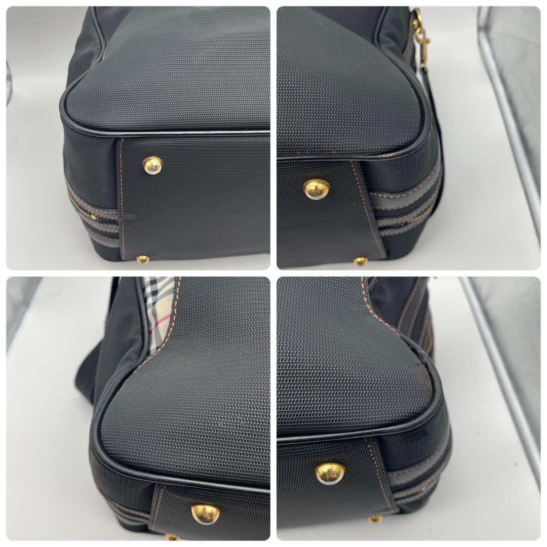 バーバリー ゴルフ ノバチェック pvc ボストンバッグ 2way 旅行 黒