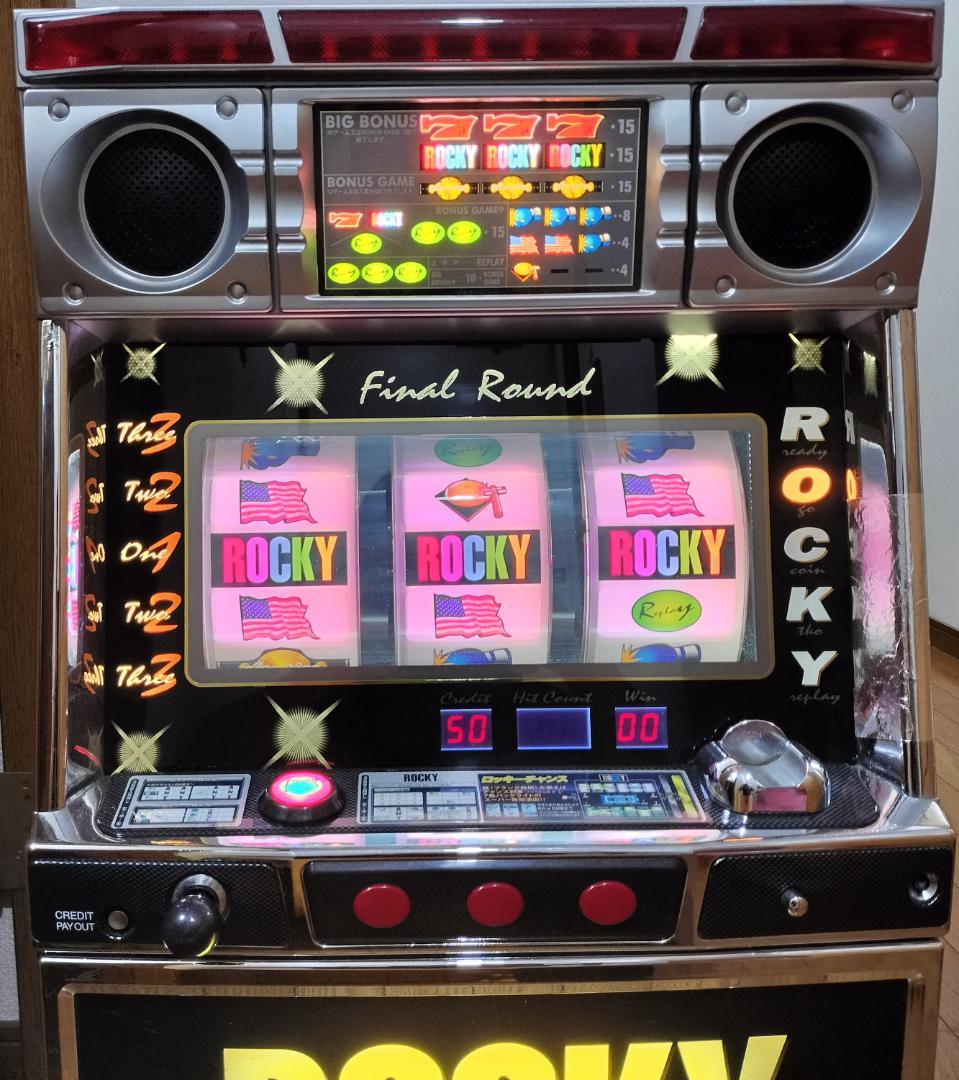 【パチスロ実機】高砂★ロッキー【不要機付】４号機・レア・希少台・人気台