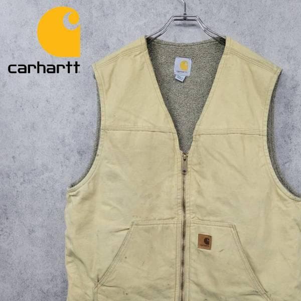 古着 90s メキシコ製 カーハート ダックジャケット ベスト ベージュ L