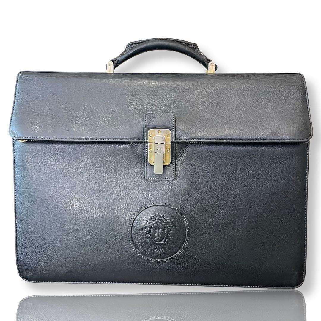 ヴェルサーチ ビジネスバッグ ブリーフケース レザー メデューサ 黒 A4