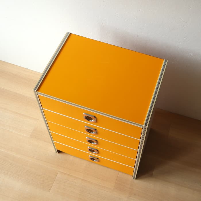 レトロポップ 整理タンス 昭和レトロ おもちゃ箱 スペースエイジ 黄色