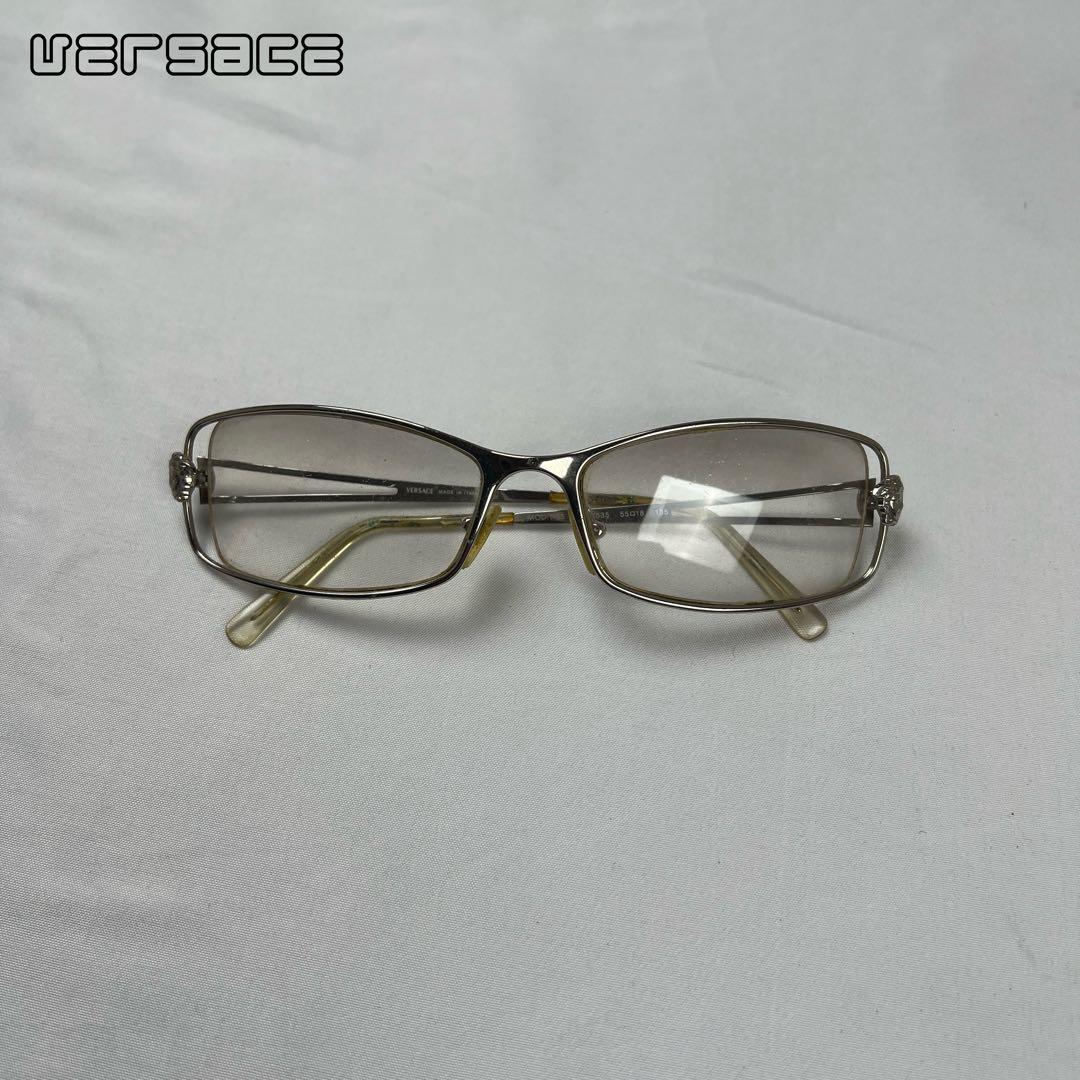 小物 VERSACE medusa square sunglasses silver