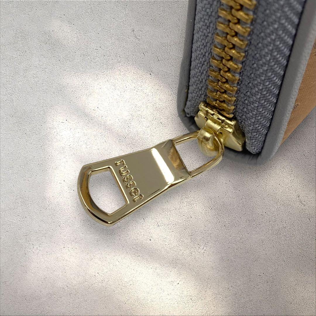 未使用 russet 長財布 ラウンドジップウォレット ブラウン グレー 茶