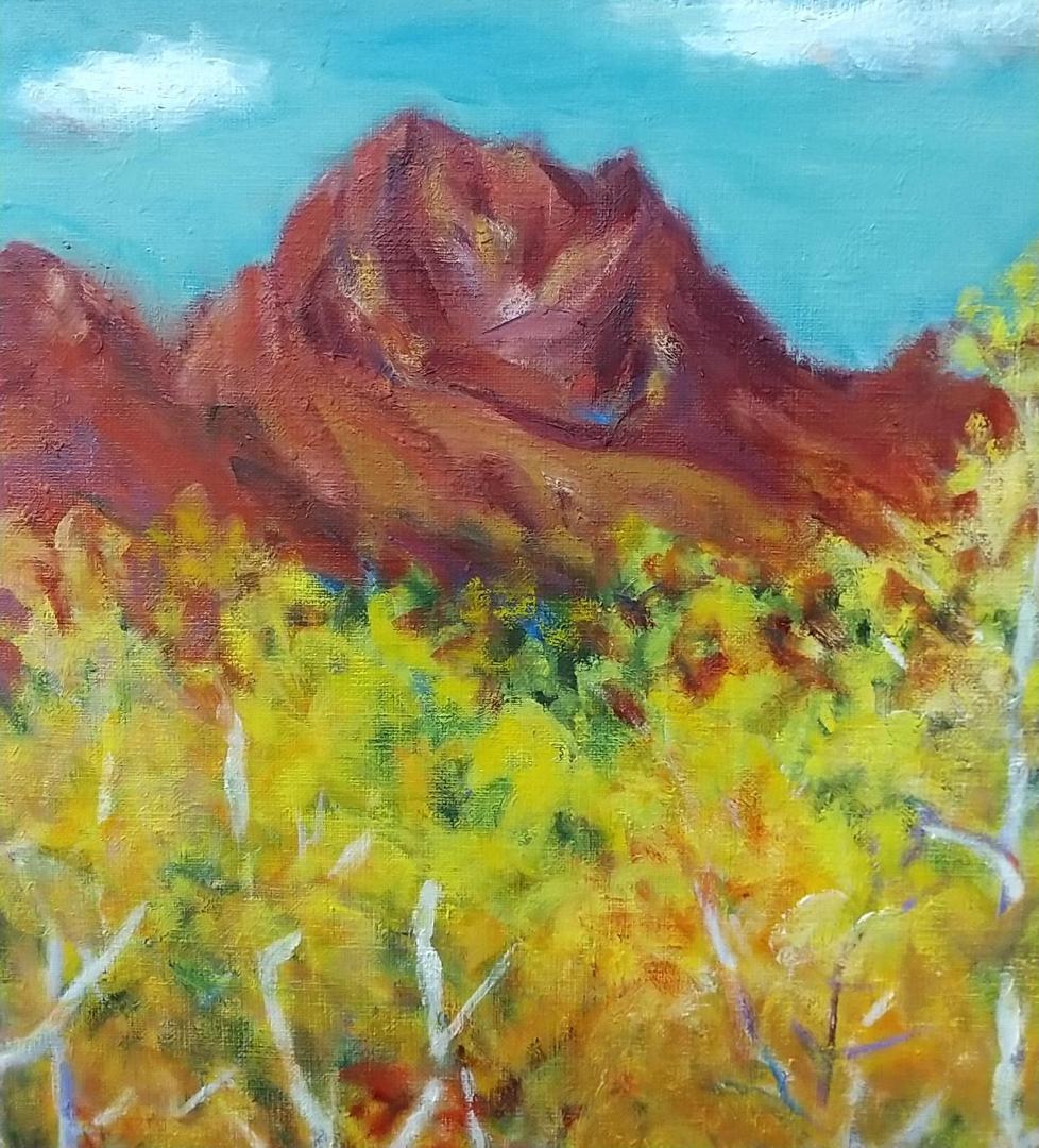 「晩秋妙高山」 F6 絵画 油絵 油彩画 風景画 アート