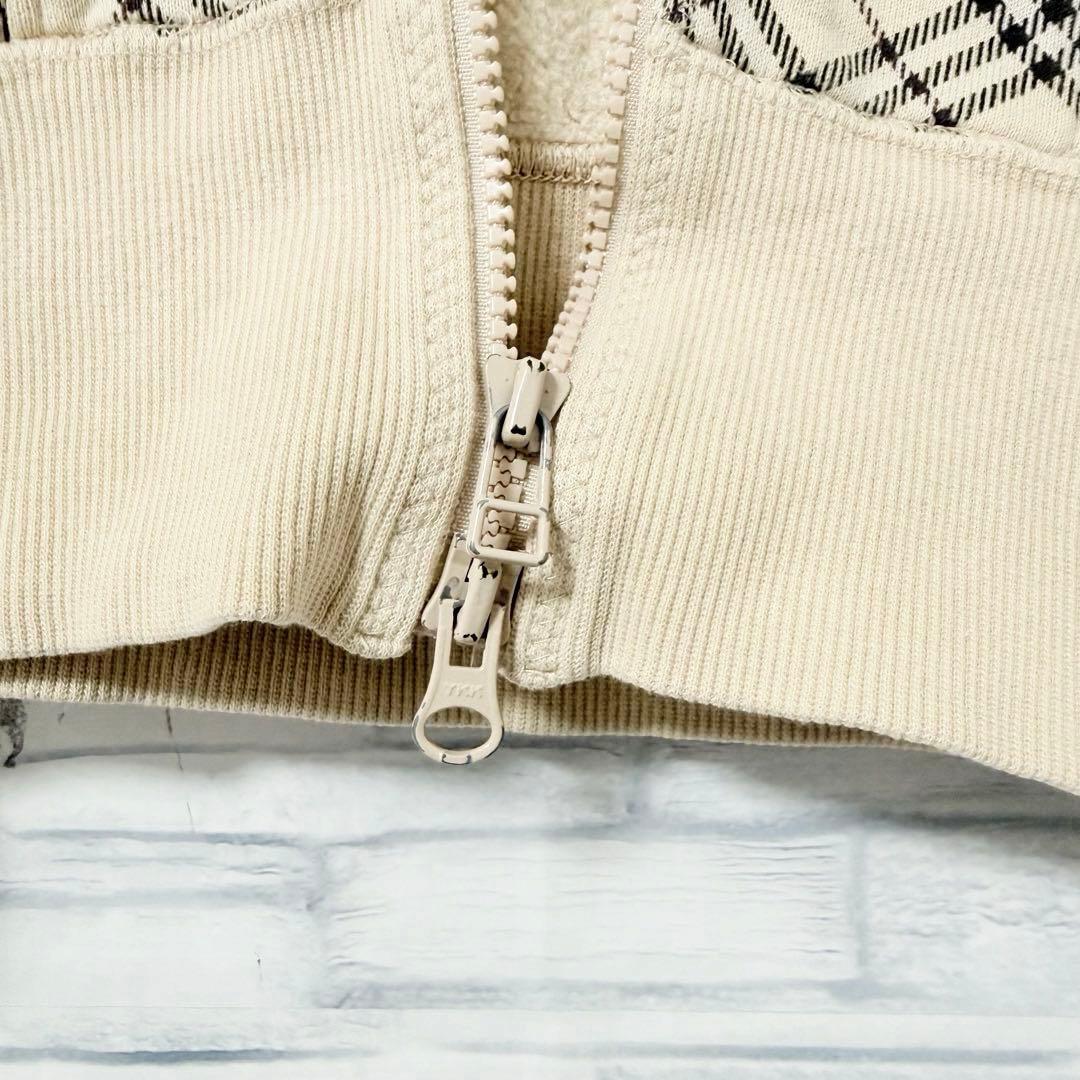 バーバリーブルーレーベル ノバチェック ジャケット 袖刺繍ロゴ ダブルジップ38