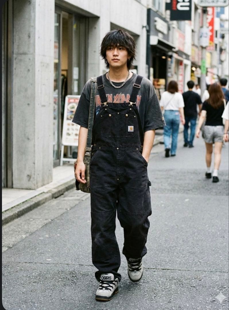 09 Carhartt ブラックダック オーバーオールフェード 墨黒／B01系