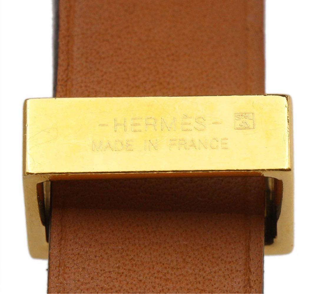 E2802 美品 エルメス ミニドッグ ドゥブルトゥール レザー ブレスレット