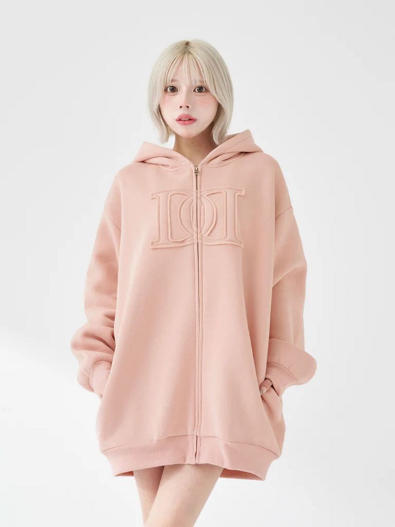 新品タグ付 ダーリッチ アップリケDDロゴパーカー ピンク フリー Darich