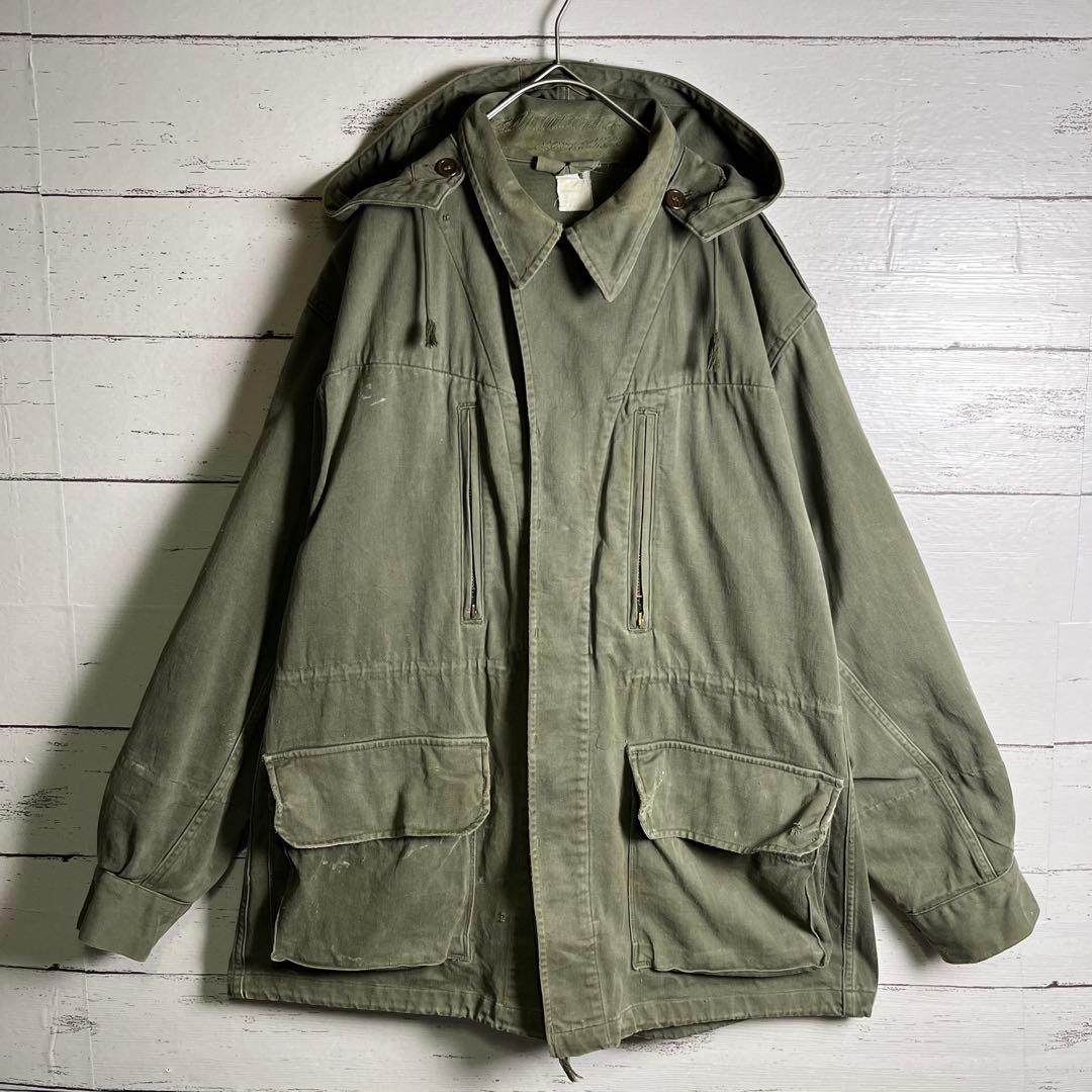 60s 【レア個体】 フランス軍 M64 実物 フィールドジャケット パーカー付