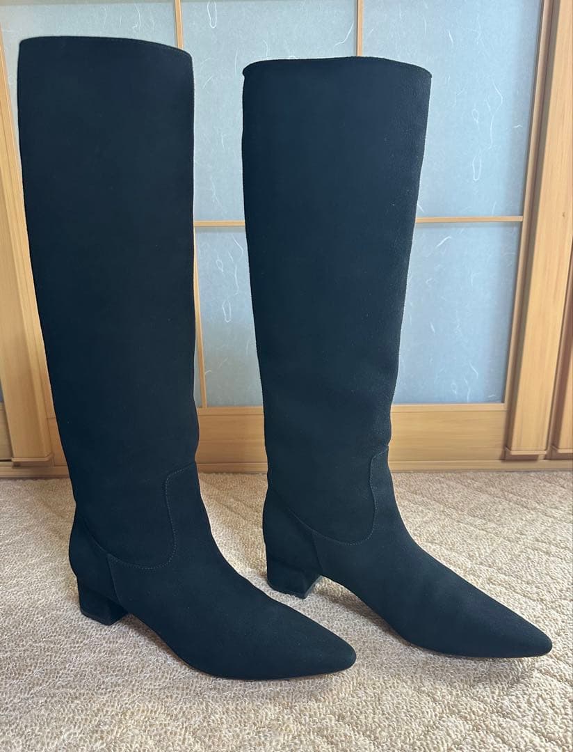 美品 PELLICO ペリーコ スェードレザー ロングブーツ 37 黒 24㎝