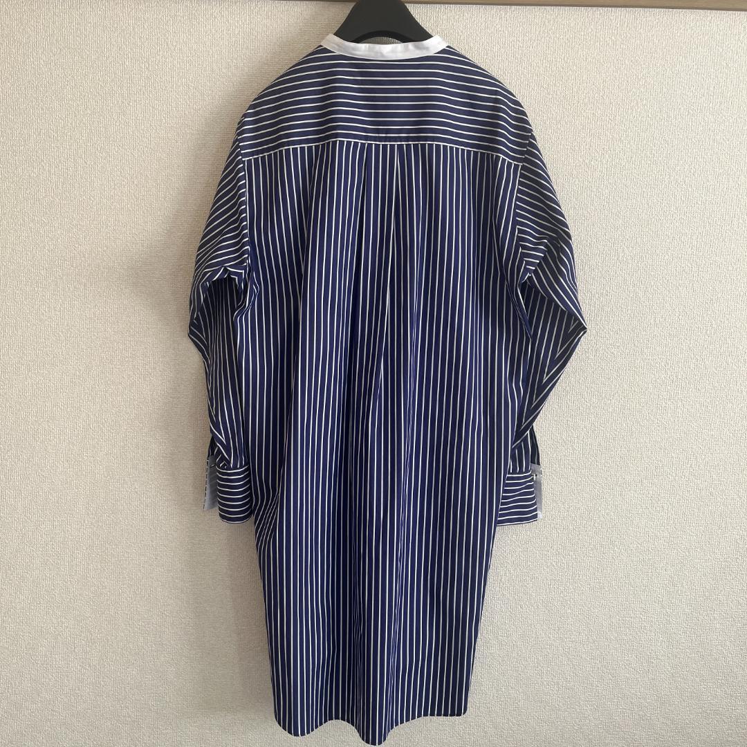 Curensology カレンソロジー ストライプロングシャツ ネイビー