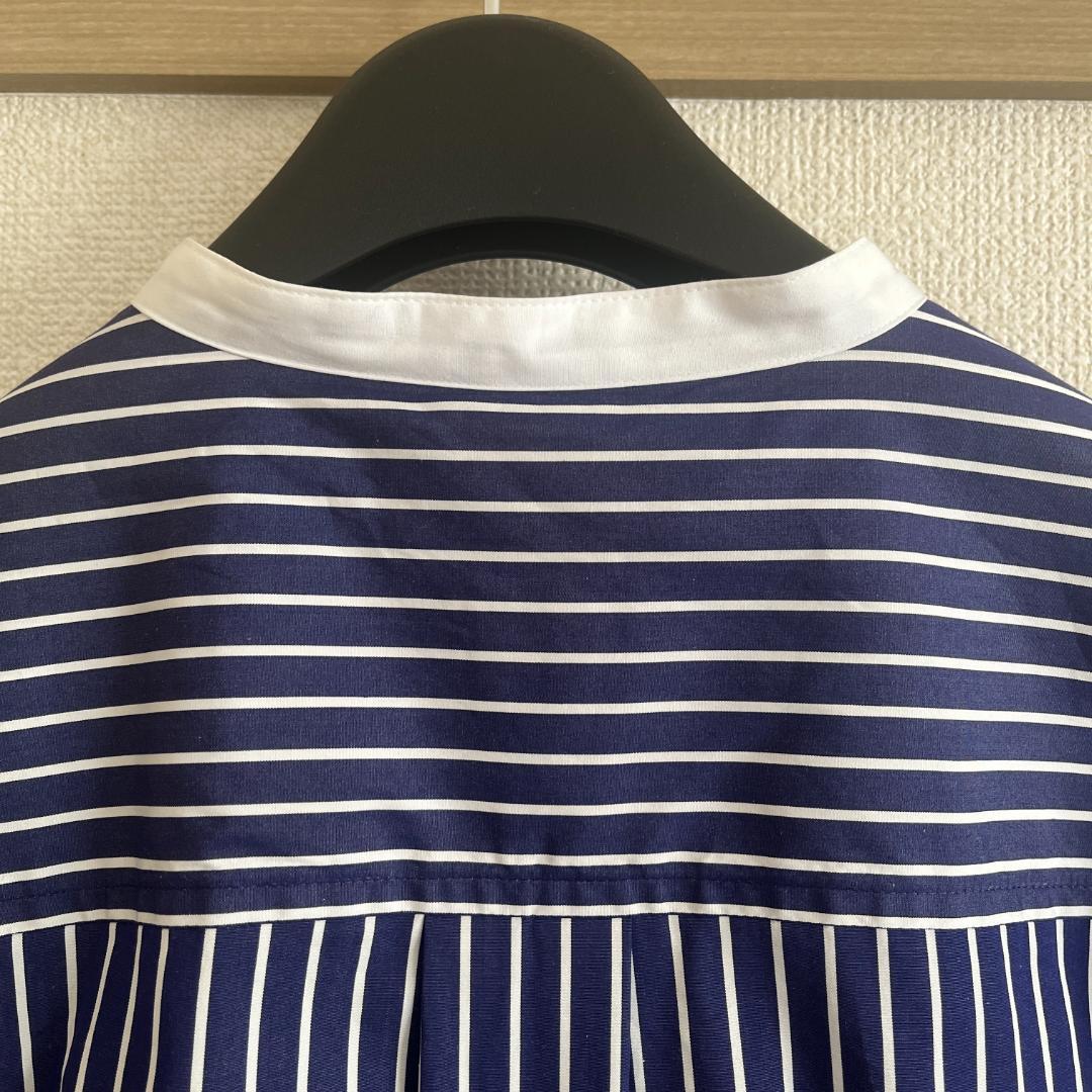 Curensology カレンソロジー ストライプロングシャツ ネイビー