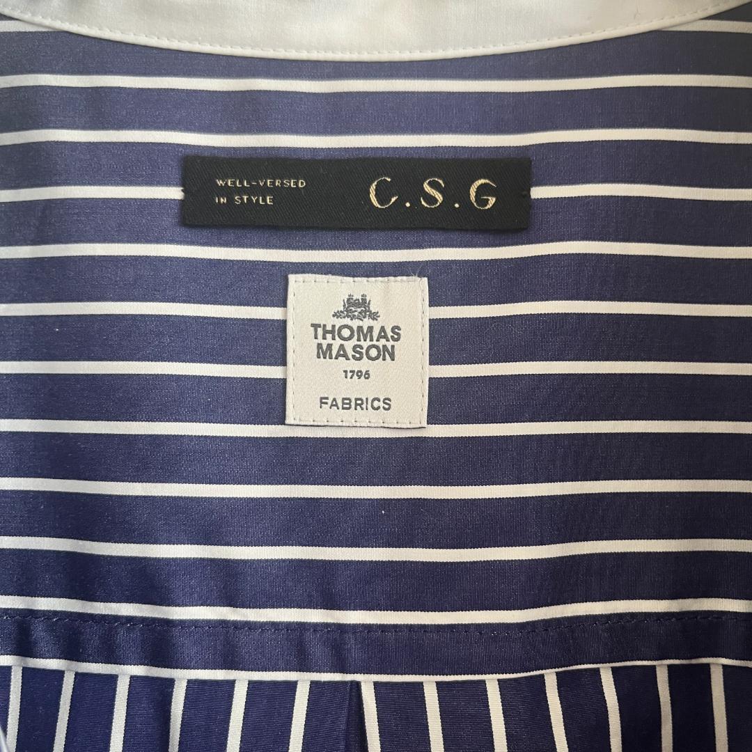 Curensology カレンソロジー ストライプロングシャツ ネイビー