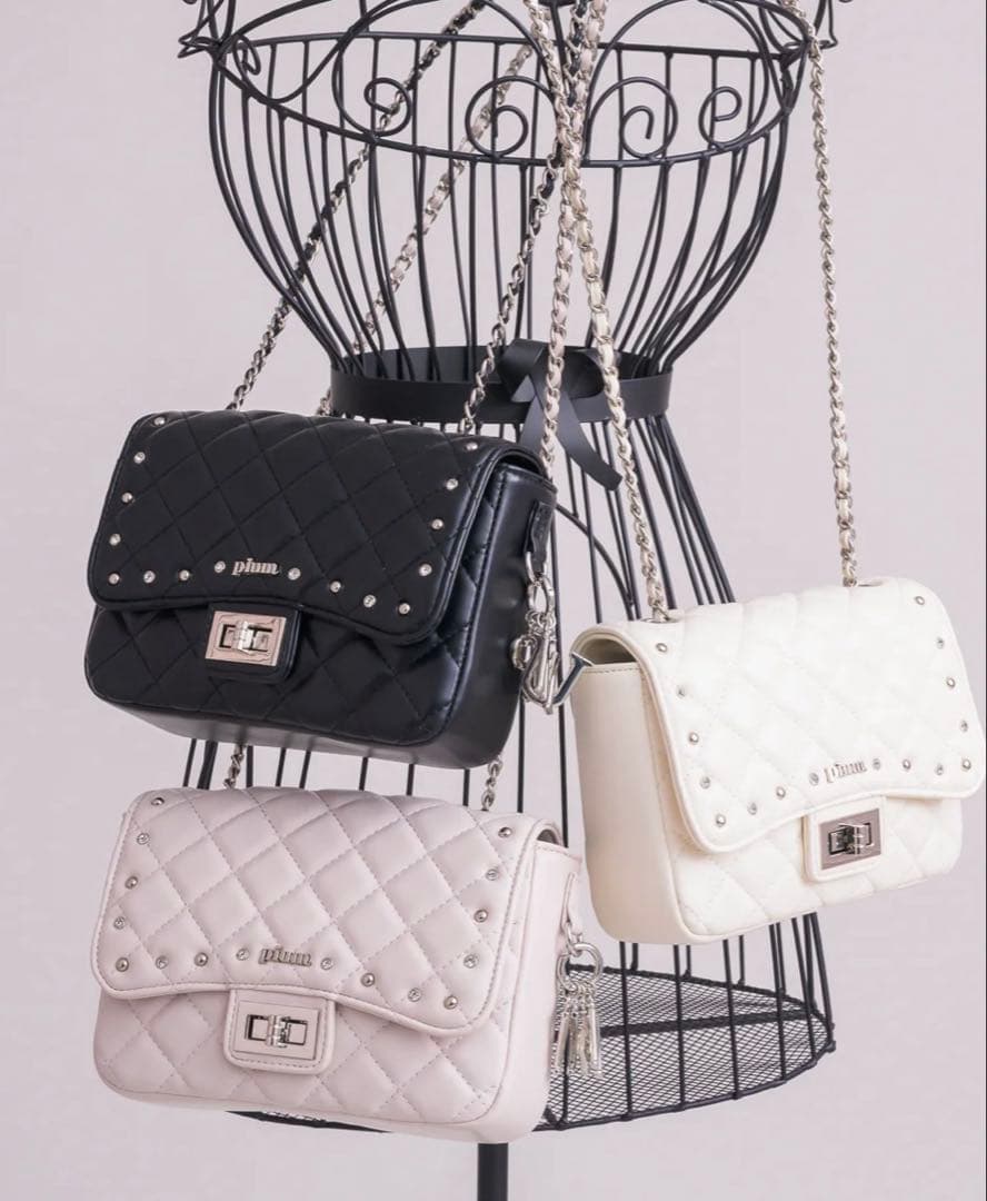 チャーム付きキルティングミニショルダー ピンク