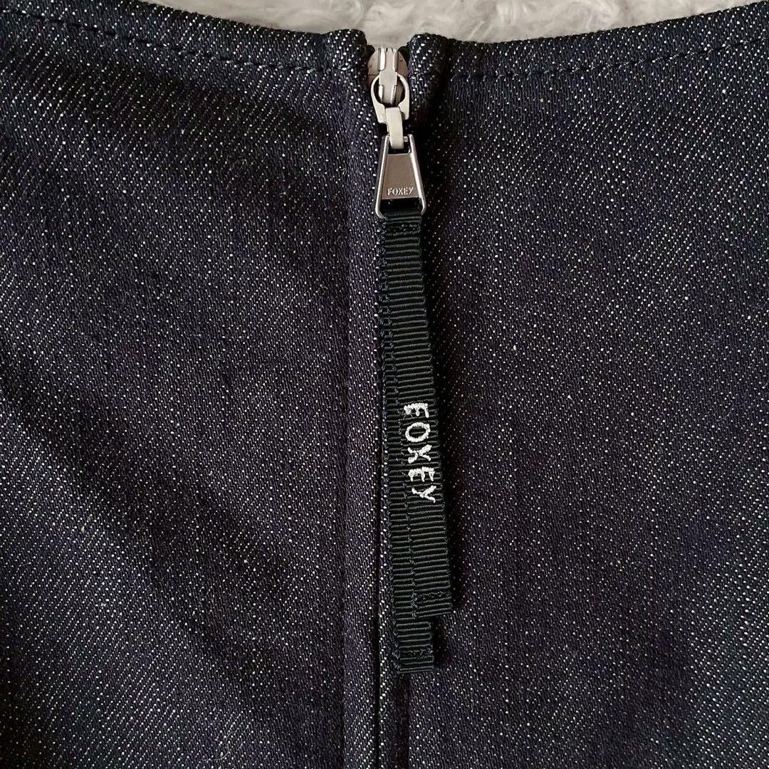 【美品】フォクシー ワンピースドレス ナルシス フレアひざ丈 デニム40