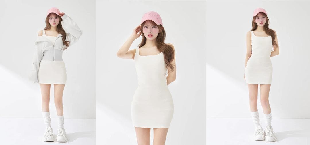 ダーリッチ darich シェイプリブカットミニワンピース ホワイト FL