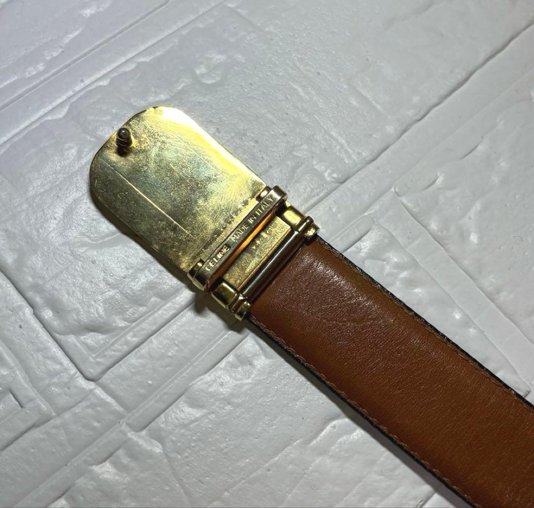 【ヴィンテージ良品】 CÉLINE オールドセリーヌ　馬車　ゴールド金具　ベルト