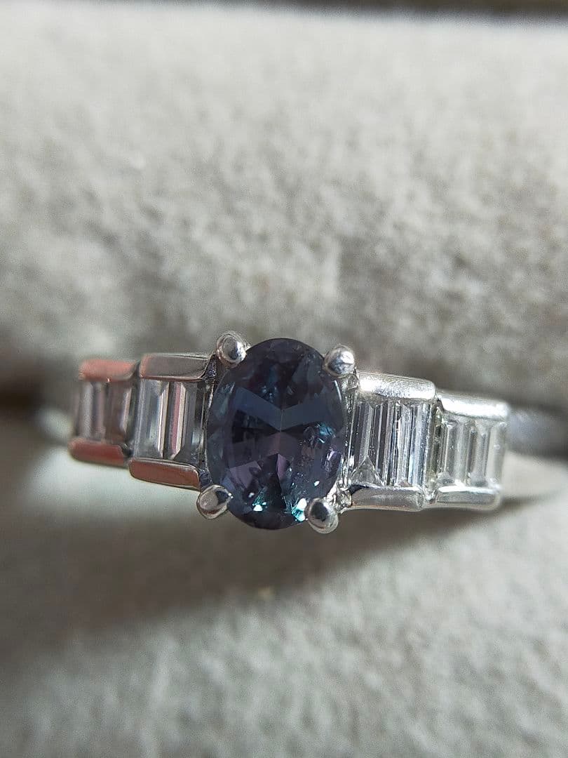 鑑別付き 三越 大粒 アレキサンドライト 0.44ct プラチナリング 指輪