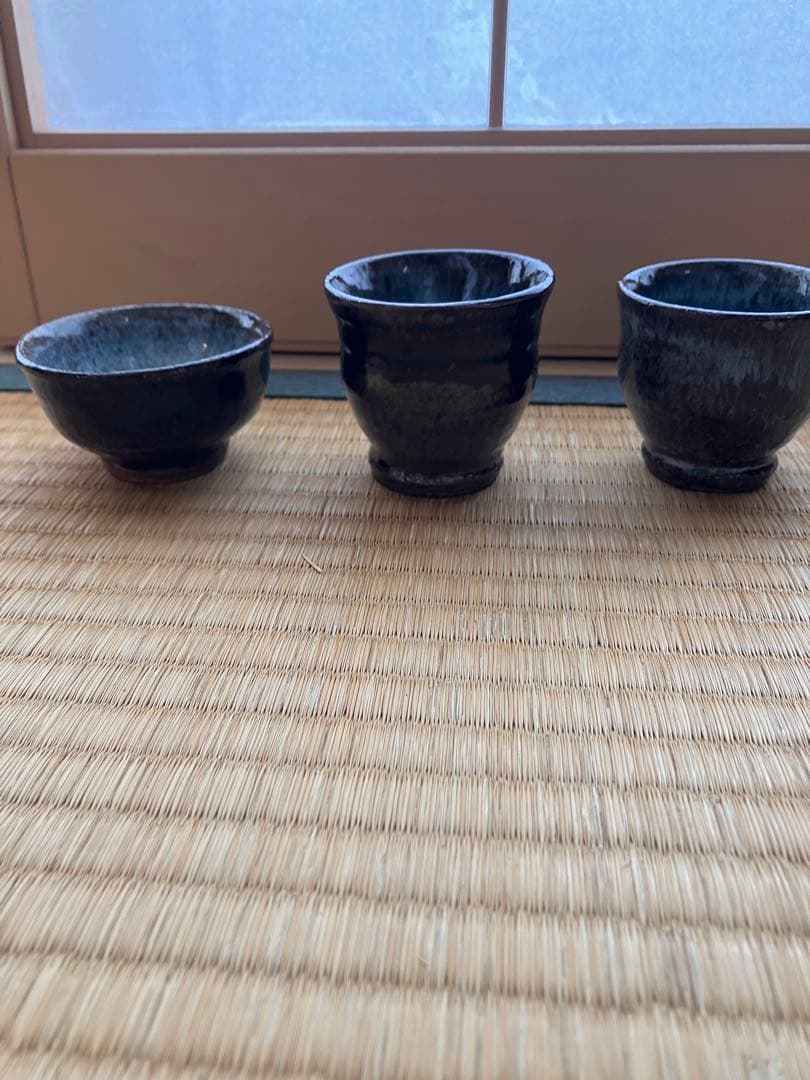 陣ヶ森窯　鈴木照雄　ぐい呑み　3個セット　民藝