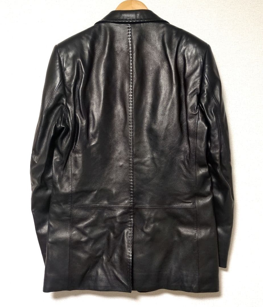 美品　最高級　コムサコレクション　羊革　ラムレザー　テーラードジャケット　L　黒