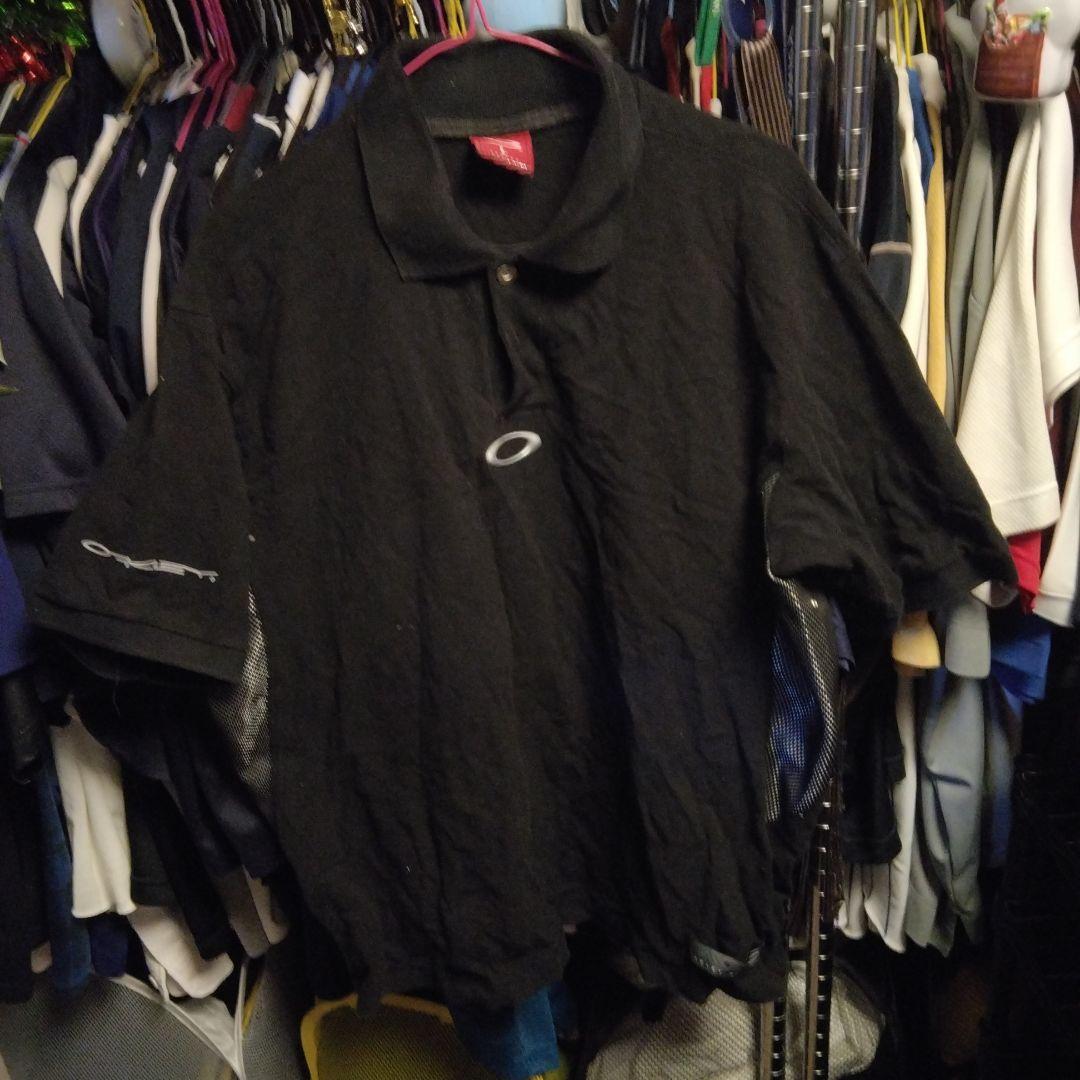 野球ウェア　OAKLEYオークリー　半袖ポロシャツLサイズダークブラックシルバー