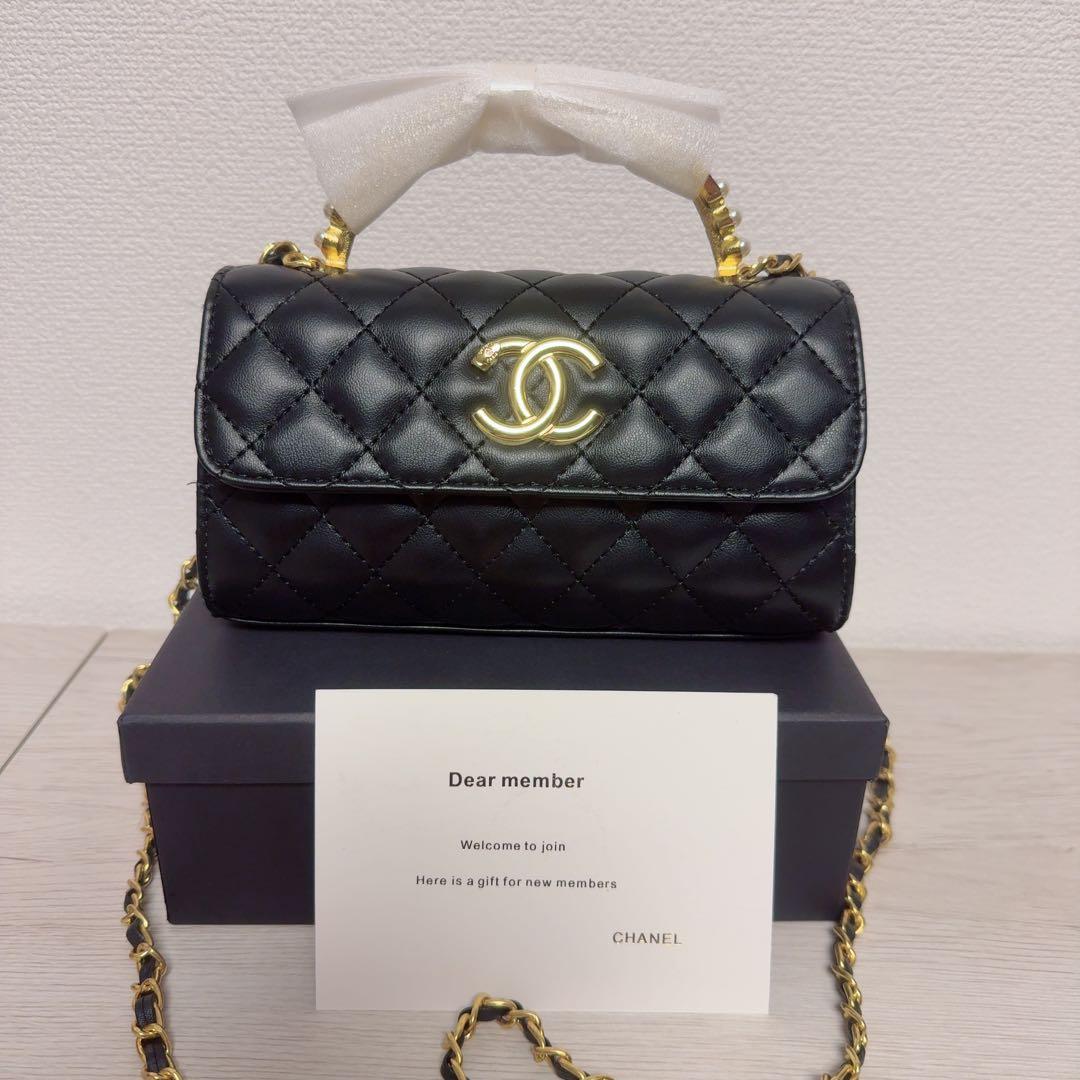 CHANEL ノベルティ ショルダーバッグ チェーン ハンドル ストーン パール