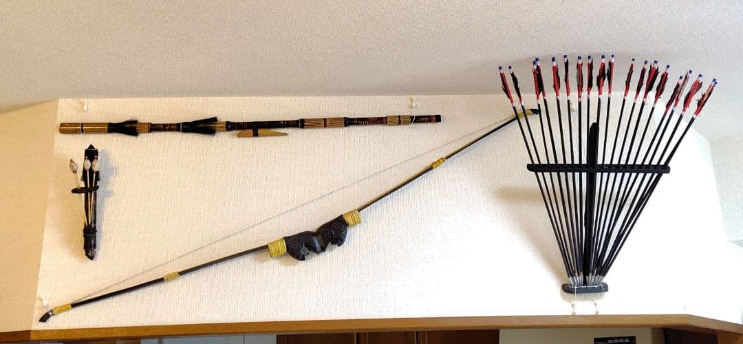 バリ島の弓矢と吹き矢の民族工芸品セット