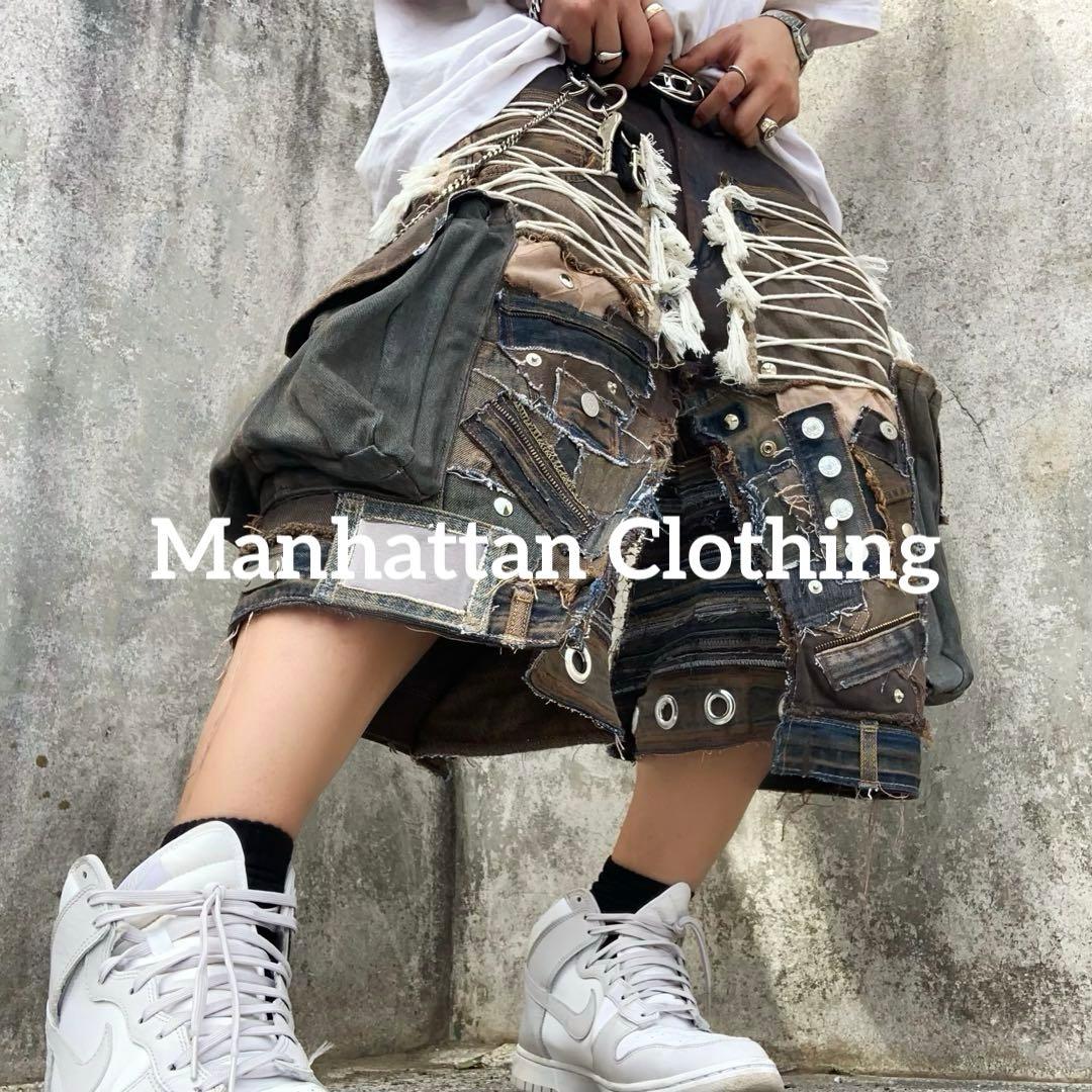 No.612【割引適用済】再構築 リメイク ハーフパンツ デニム