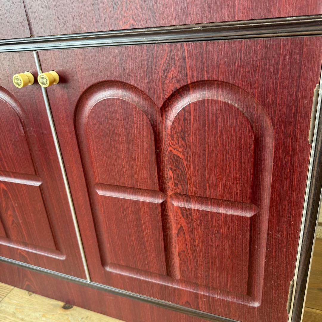 昭和レトロ　アーチ窓　食器棚　キャビネット　シックなブラウン　希少　ビンテージ