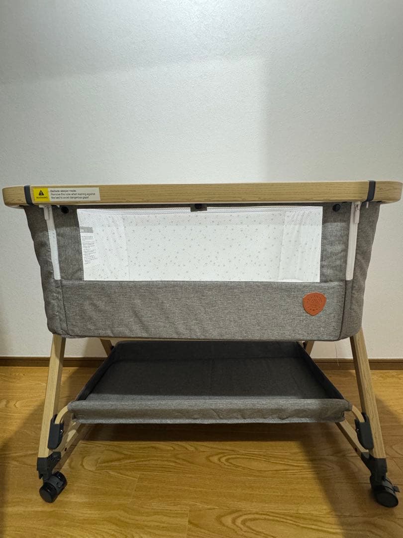 HZDMJ 折りたたみ式 ベビーベッド グレー　【おまけあり】