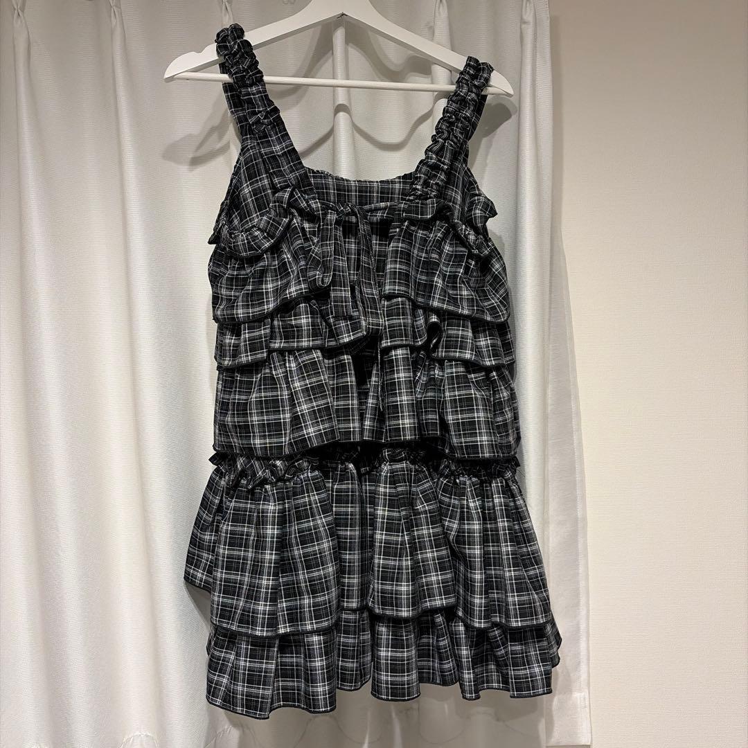 チェックホイップクリームミニワンピース