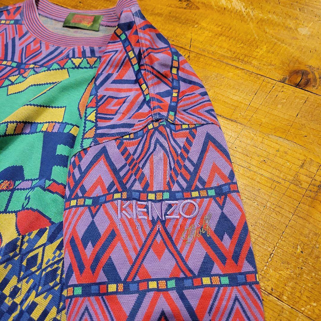 希少 90's vintage KENZO GOLF 幾何学柄 スウェット 短丈