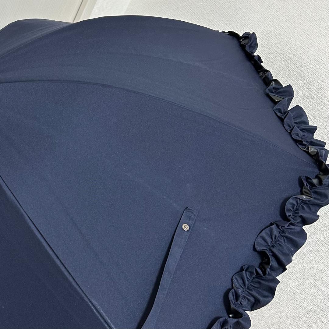 サンバリア100　Mサイズ　ネイビー フリル 日傘