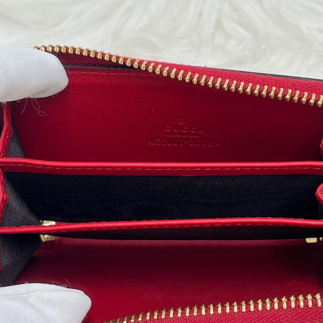 美品✨グッチ　GUCCI　財布　ケース　ラウンドファスナー　レッド