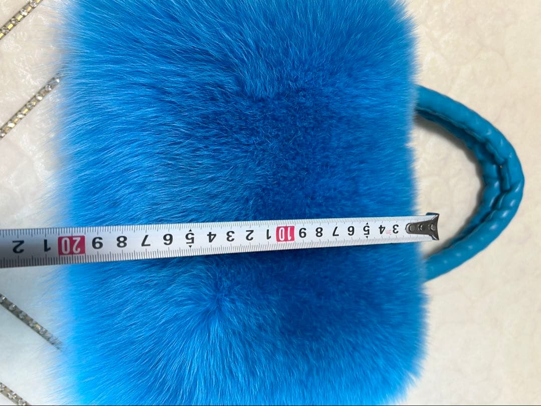 上質サガフォックスファーバッグ　ブルー　最安値