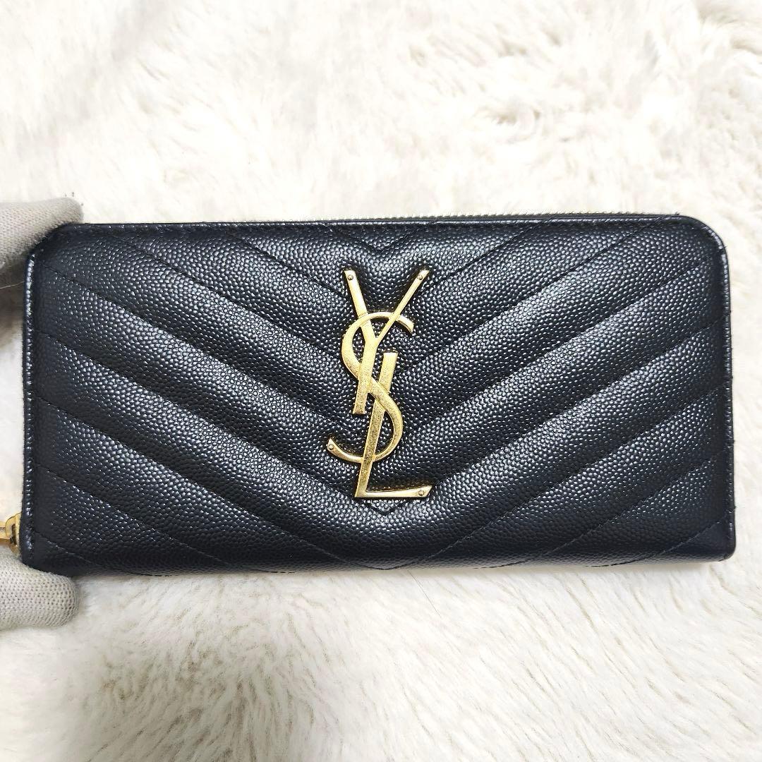 ✨極美品✨サンローラン　長財布　ラウンドファスナー カサンドラ　ブラック　黒