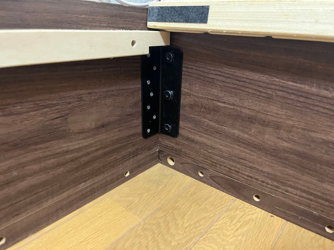 無印良品　ダブルベットフレーム　ヘッドボード付　マット下収納/引き出し収納あり