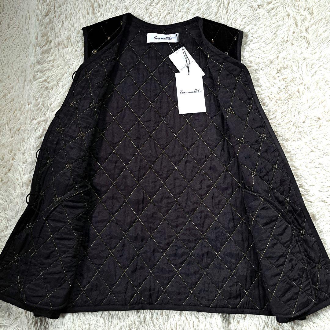 新品タグ付き 定価4.9万 24AW サラマリカ ベロア ビジュー ロングベスト