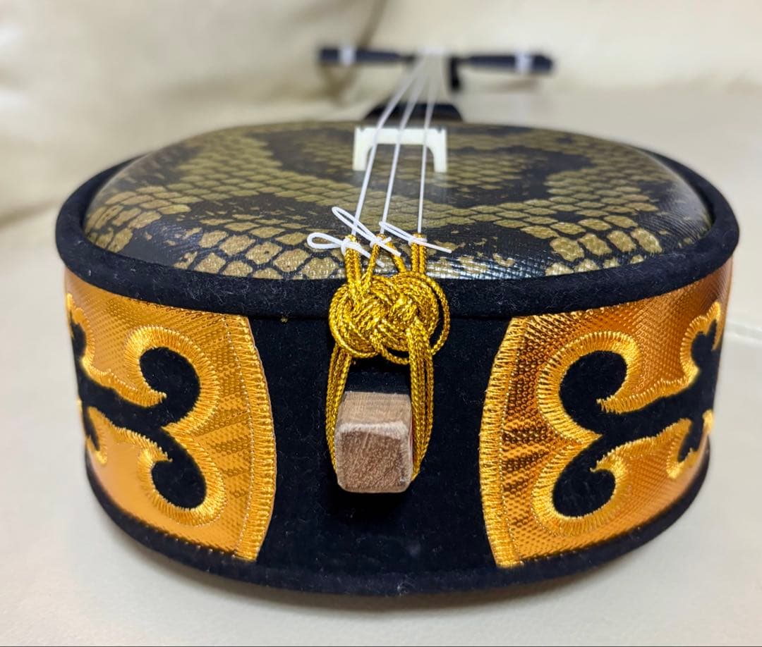 沖縄　三線　人工ヘビ革模様 美品