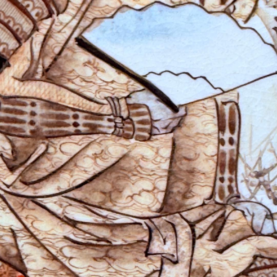 明治～大正期　九谷焼　加賀國　本金彩武将図大皿　直径46.3㎝