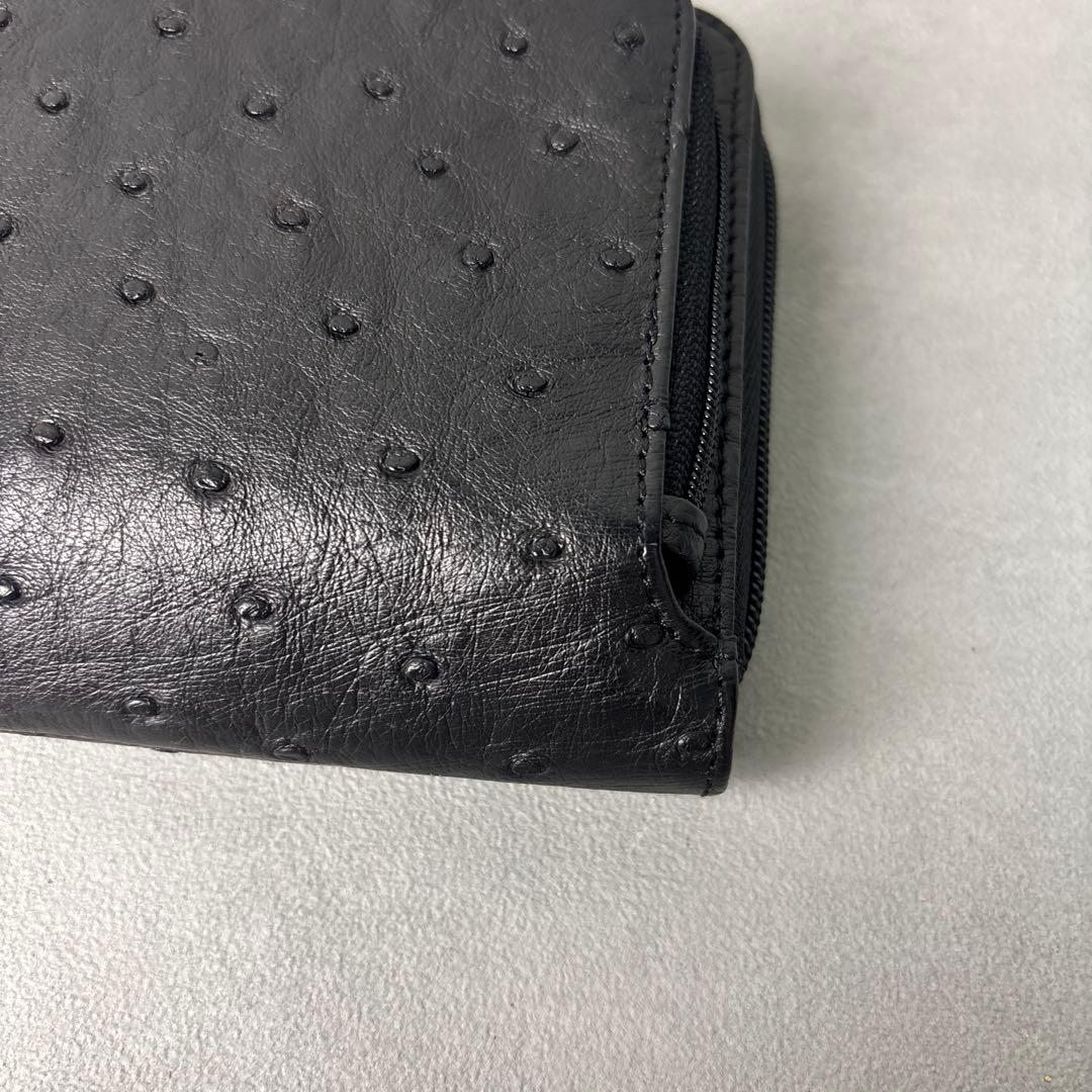 未使用品✨松屋 nordfiume オーストリッチ ショルダーウォレット 本革