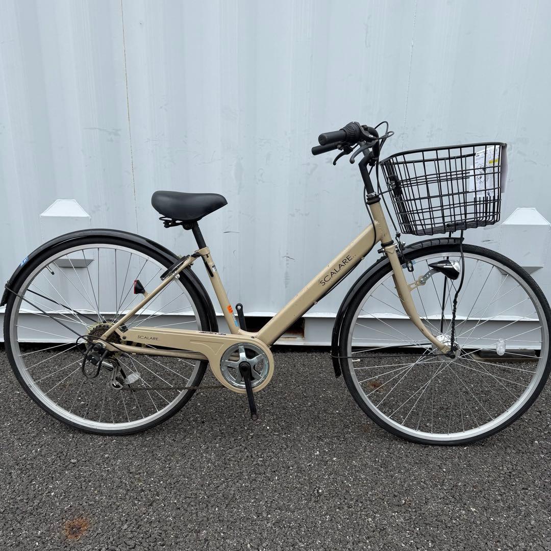 【都内/千葉引取】街乗り用自転車 27インチ カゴ/鍵/オートライト/6段変速付