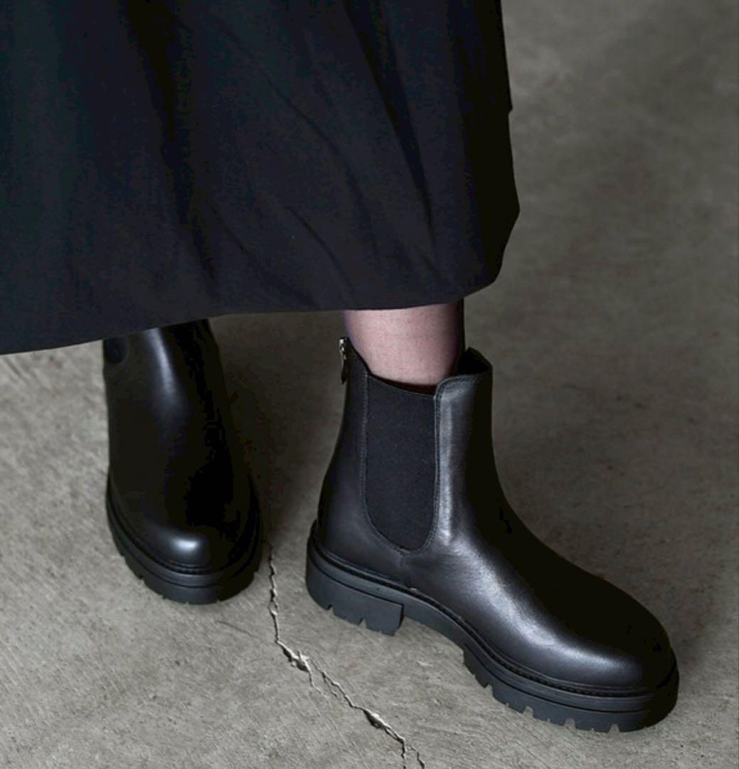 極美品 REMME レメ サイドゴアブーツ 厚底 バックジップ 本革 黒 39