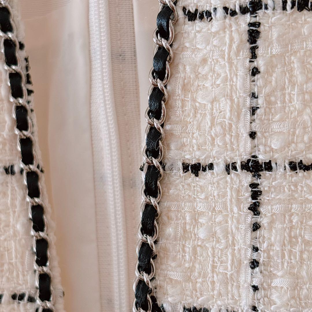 【1271】アナイ　チェックツィードジャンパースカート　白黒　38