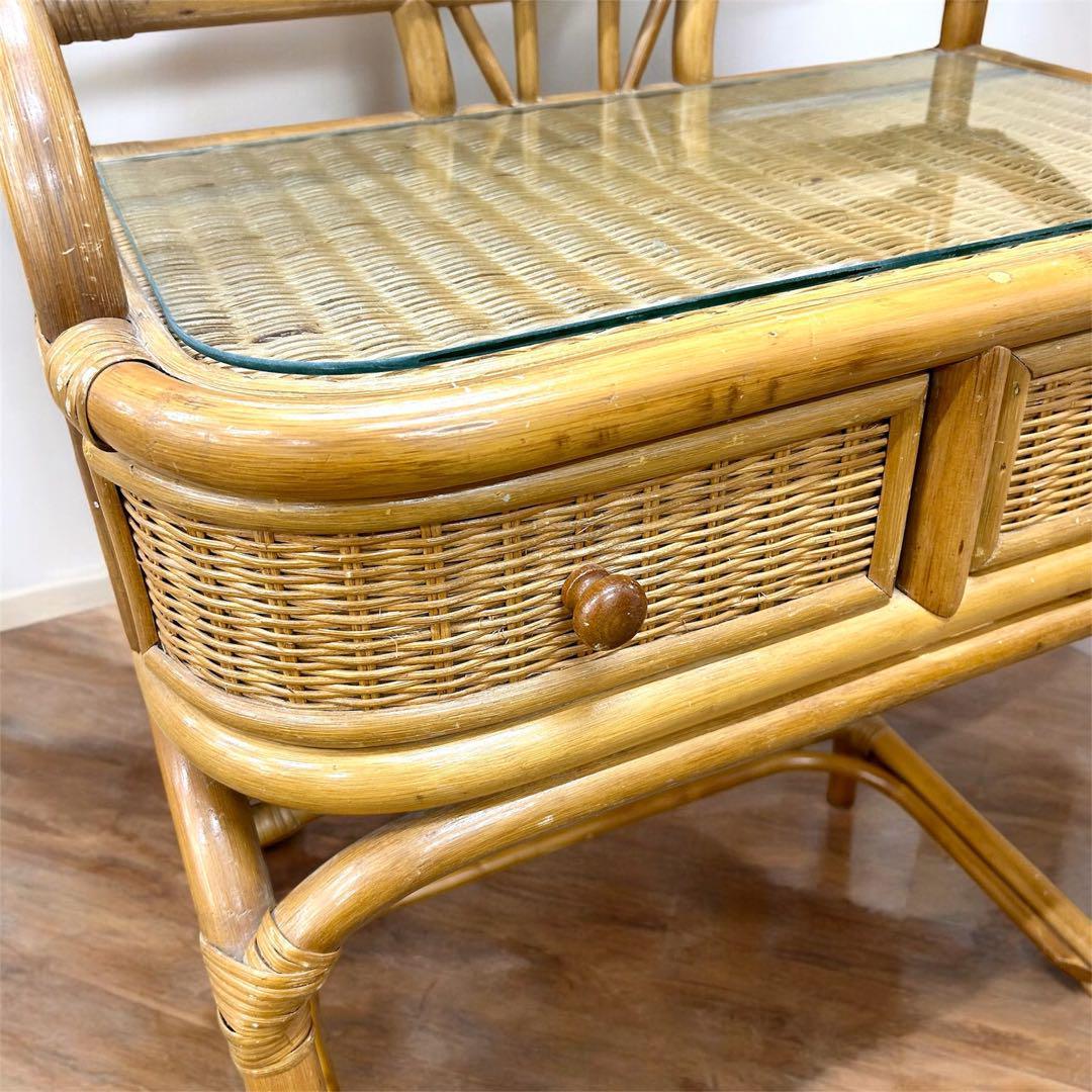 【かげぼこ】レトロ　ヴィンテージ　ラタンの化粧台　ドレッサー