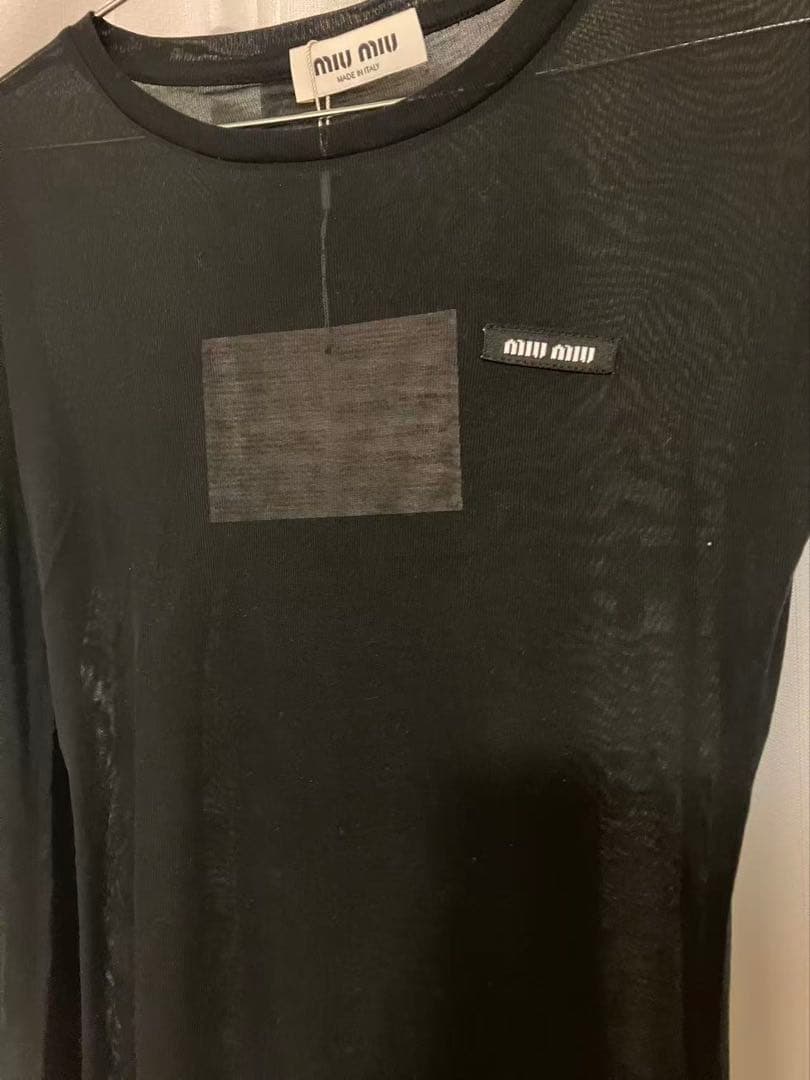 【新品未使用】ブラック ロゴ シアー トップス ロンT