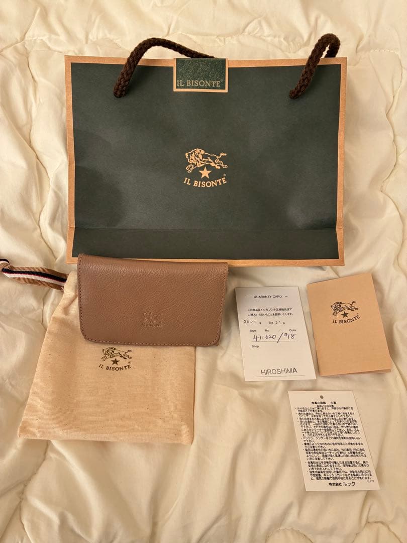 (juritanto)IL BISONTE グレー名刺入れ 保存袋付き
