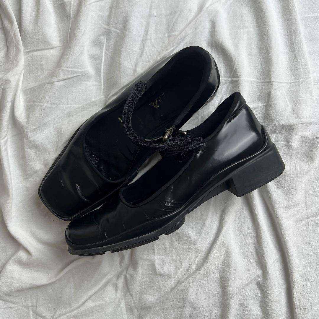 靴 PRADA Mary Jane Square Toe Shoes Black